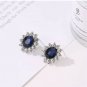 Jewelry Sets Oval Sapphire Silver White CZ stone statement Necklace And Earrings