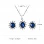 Jewelry Sets Oval Sapphire Silver White CZ stone statement Necklace And Earrings