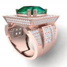 9.53CT RoundCut LabEmerald,Excellent EngagementRing,RoseGoldPlated 925SterlingSlver