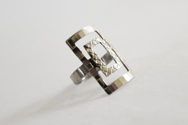 Rectangular silver ring