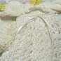 Ivory Crocheted Christening Gown for Very Small Doll:  NIP, Dress, Slip, Panties, Cap NIP