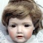 20" All-porcelain Handcrafted Doll:  Brown Eyes, Dk Blonde Hair, White Dress