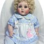 20" Handcrafted Porcelain Doll: Curly Blond Hair, Big Brown Eyes, Cute as a Button!