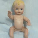 All Porcelain Tiny Baby Doll:  Painted Hair and Eyes,  Sits or Lies, 6" Tall, Ready to Dress
