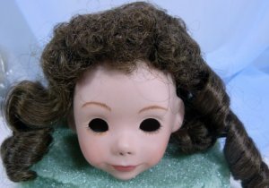 Dark Brown Tallina's Doll Wig, Sz 9-10, New, Long Curls