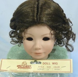 Tallina's Dark Brown Doll Wig, Sz 12, Center Part, Sweet Braids Across the Crown
