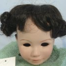 Dollspart Smooth Doll Wig with Curly Edge, Sz 12, Dark Brown, Almost Black