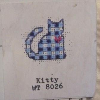 Petit Point Miniatures Kit:  Wee Treasures from New England Pillow: Gingham Cat