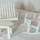3 Piece Wooden Lawn Furniture Set, Double Seat, Rocker, Table