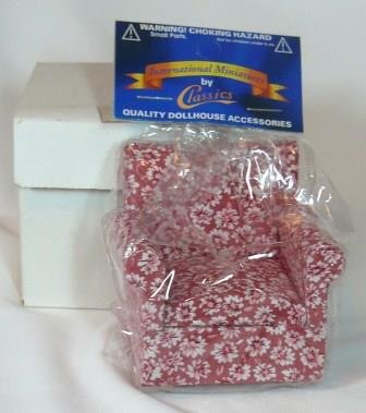 Pretty Print Upholstered Side Chair, NIB, from Classic/International Miniatures