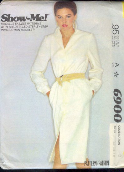 McCall's Sewing Pattern 6900 Classic belted shirtwaist dress Size 12 14 16