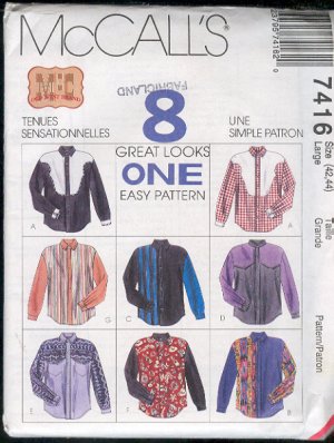 McCall's Sewing Pattern 7955 Man's Shirt, 8 Variations, Size 38 40