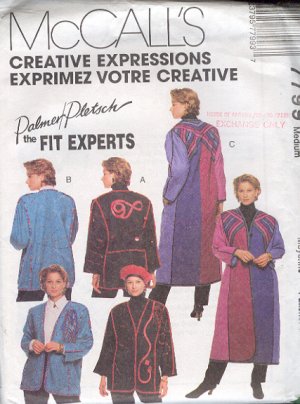 McCall's Sewing Pattern 7799 Palmer Pletsch Fancy Jacket & Coat, Size 12 14