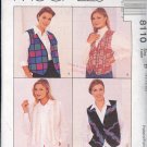 McCall's Sewing Pattern 8110 Vests, 4 versions, Size 12 14 16