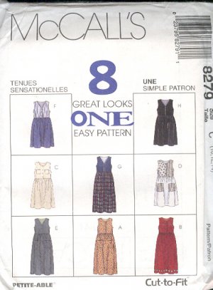 McCall's Sewing Pattern 8279 Jumper with eight variations, Size 10 12 14