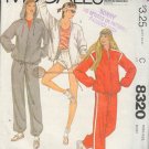 McCall's Sewing Pattern 8320 Sweats, Pants, Shorts, Jacket, Hoody, Size 14