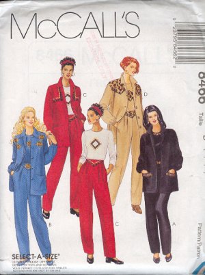 McCall's Sewing Pattern 8466 3-Piece Pant Suit, Top, Jacket, Pants, Size 12 14 16