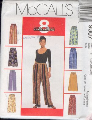 McCall's Sewing Pattern 9307 Pants and Skirt (Pull on)  Size 4 - 14