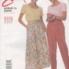 McCalls Sewing Pattern 9326 Pull On Pants and Skirt, Size 10 - 16