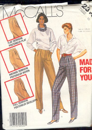 McCall's Sewing Pattern 2315 Made for You Pants Fitting Help. Size 10