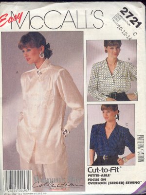 McCall's Sewing Pattern 2721 Three nice blouses Sizes 10 12 14