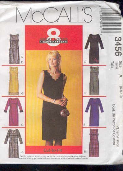 McCall's Sewing Pattern 3456 Petite Dress with eight variations, Size 6 8 10