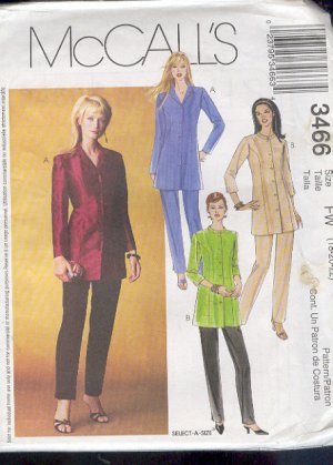 McCall's Sewing Pattern 3466 Petite Tunic/Jacket and Pants, Size 18 20 22