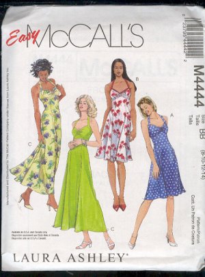 McCall's Sewing Pattern M4444 by Laura Ashley, Pretty summer frock with variations size 8 - 14