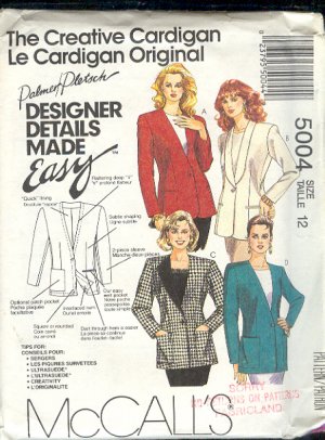 McCall's Sewing Pattern 5004 Blazer Jacket by Palmer Pletsch size 12