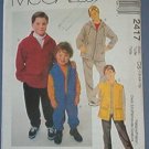 McCall's Sewing Pattern 2417 Boys hoody, pants and vest for fleece, size 12 14 16