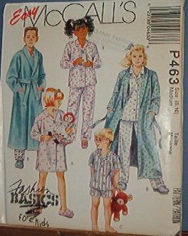 McCall's Sewing Pattern P463 Child pajamas, shorties, shirt and robe, Size 8 10