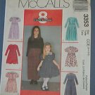 McCall's Sewing Pattern 3353 Girl's Dress, Six options, Size 7 8 10