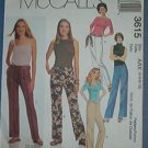 McCall's Sewing Pattern 3615 Low rise pant with tie belt.  Size 4 - 10
