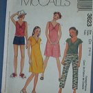 McCall's Sewing Pattern 3623 Tops and Dress with options, Pull on shorts and pants, size 7 8 10