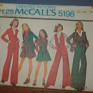 McCall's Vintage Sewing Pattern 5198 Lined Vest, Jacket and Bell Bottom Pants, Size 8