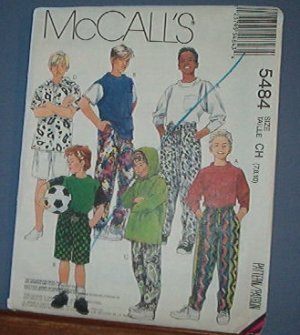 McCall's Sewing Pattern 5484 Boy's Stretch Knit Tops, Pants and Shorts, Size 7 8 10