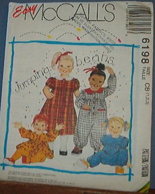 McCall's Sewing Pattern 6198 Toddler Dress, Top and Jumpsuit, Size 1 2 3