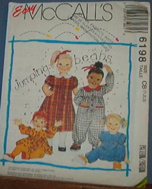 McCall's Sewing Pattern 6198 Toddler Dress, Top and Jumpsuit, Size 1 2 3