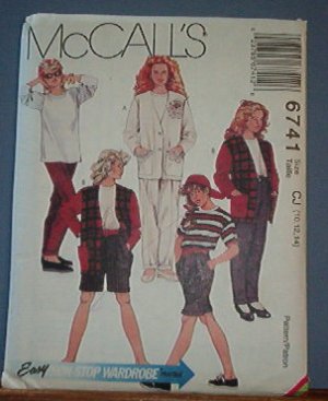 McCall's Sewing Pattern 6741 T Shirt (knit only)  Jacket, horts and Pants Size 10 12 14