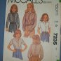 McCall's Sewing Pattern 7235  Girl's Shirt with varitions, Size 7