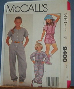 McCall's Sewing Pattern 9400 Girl's Jumpsuit in two lengths, size 7