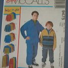 McCall's Sewing Pattern 9475 Polar Fleece Tops and Pants for Boys. Size 10 12