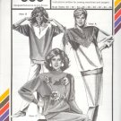 Stretch & Sew Sewing Pattern 388 Patched Rugby Top with applique flowers, bust size 30 - 46