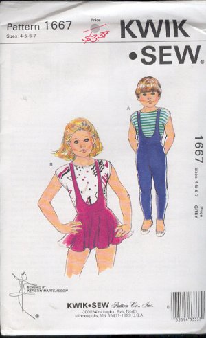 Kwik Sew Sewing Pattern 1667 Child's Dance Leotards, Size 4 - 7