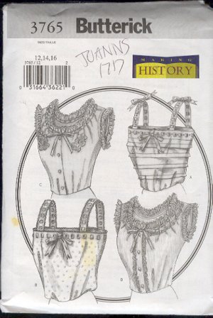 Butterick Historical Sewing Patern, Four Camisoles, Sizes 12 14 16