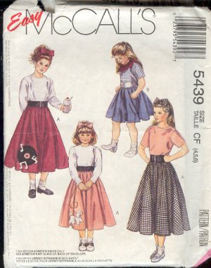 McCall's Sewing Pattern, 5439 Girl's Circle Poodle Skirt with variations, Size 4 5 6