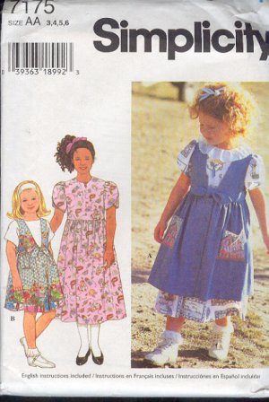 Simplicity  Sewing Pattern 7175 Girl's Dress and Jumper, Size 3 - 6