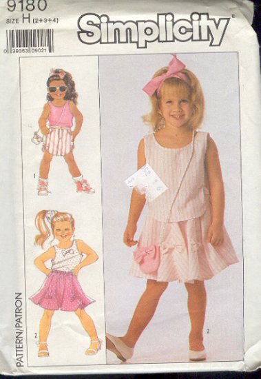 Simplicity Sewing Pattern 9180 Girls Tank Top And Two Skirts With Cute