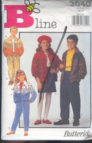 Butterick Sewing Pattern 3040 Kids Jacket, Skirt and Pant, Size 12 - 14