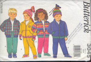 Butterick Sewing Pattern 3045 Kids Jacket, Pants and Hat good for fleece, Size 2 3 4